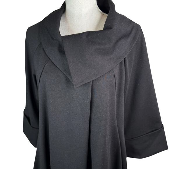 Insight New York Cowl Neck Ponte Knit Swing Coat Jacket Black Mid-Length  12 - Picture 3 of 10